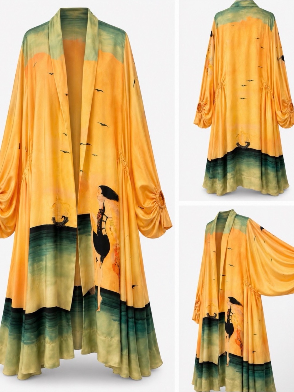 Zimmermann Yellow Green Printed Maxi Dress Coat